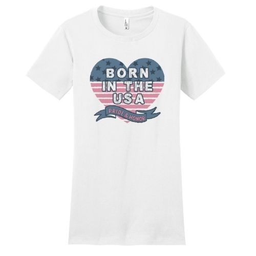 Born in the USA Patriotic Heart Shirt – Pride & Honor Graphic Fitted Tee