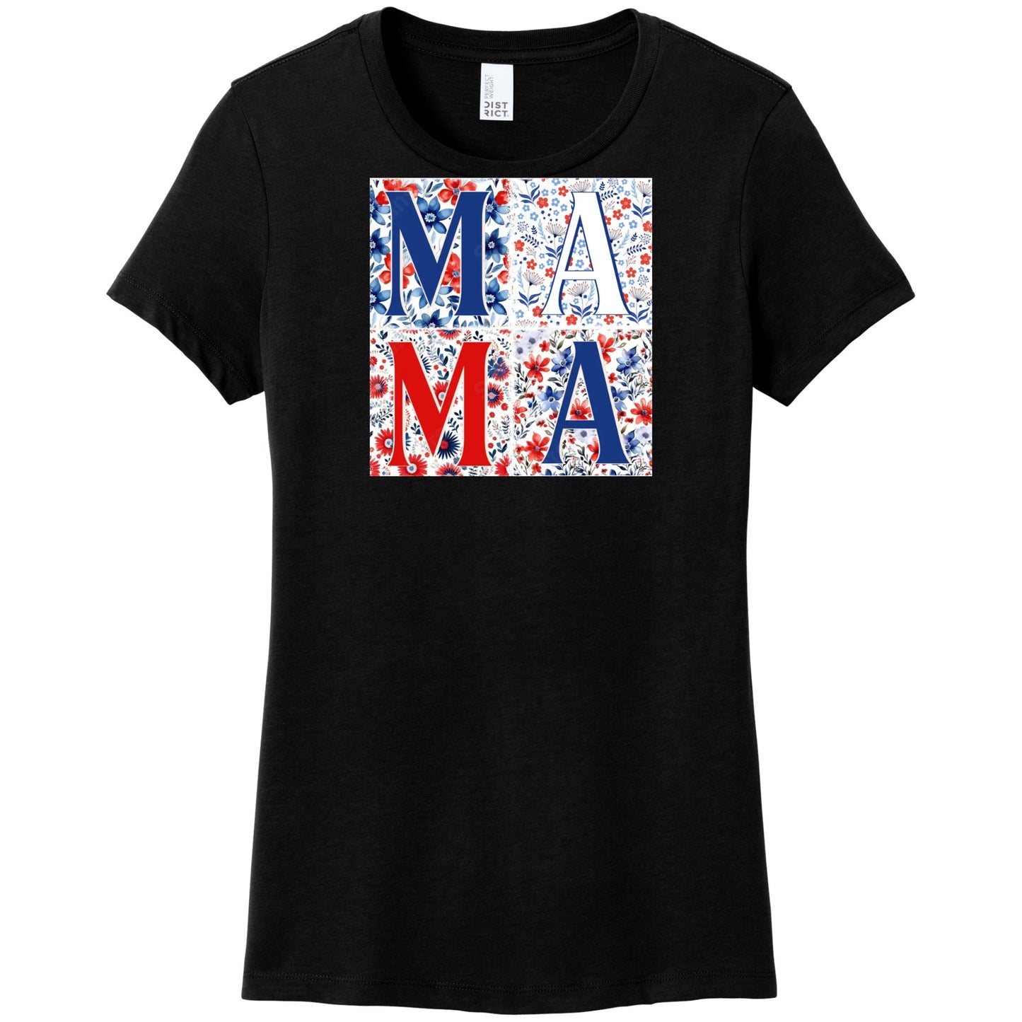 MAMA Shirt – Red White & Blue Floral – Women’s Fitted Tee