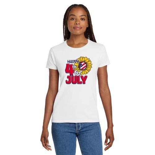 Patriotic Sunflower Happy 4th of July T-Shirt Fitted Tee Shirt