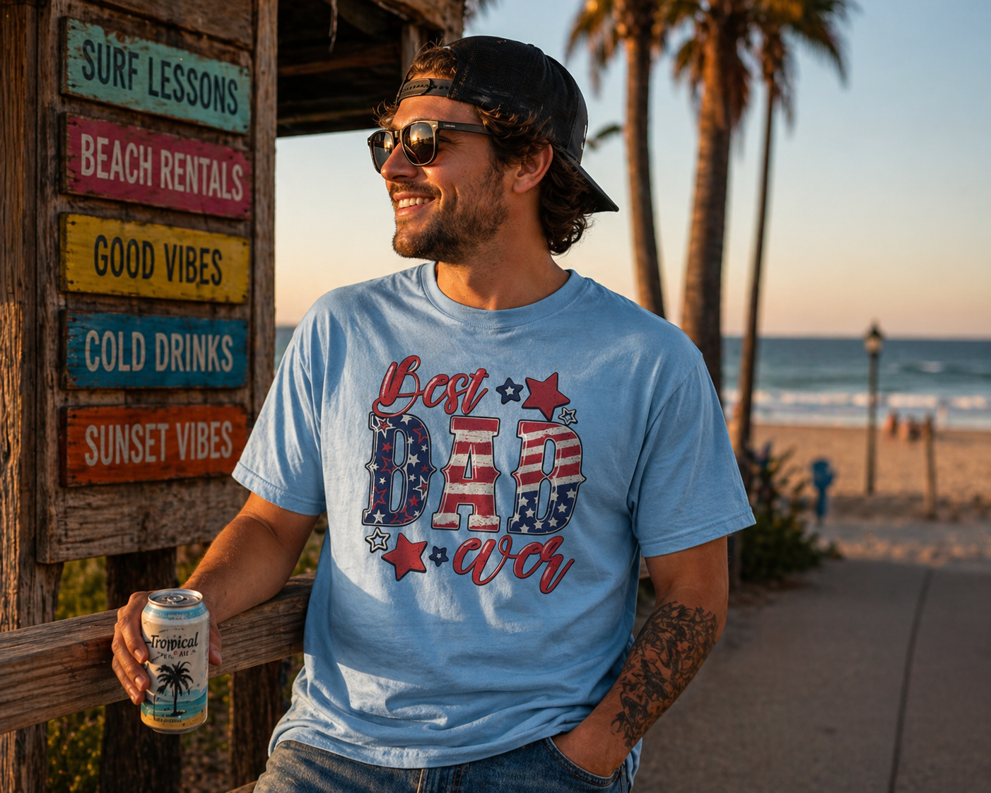 Patriotic Best Dad Ever Shirt - USA Flag Graphic Tee