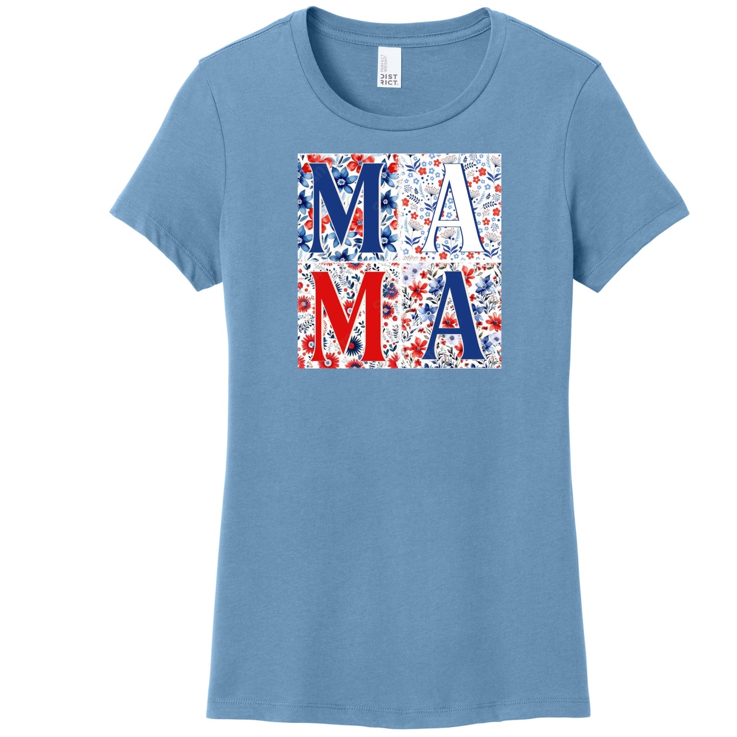MAMA Shirt – Red White & Blue Floral – Women’s Fitted Tee