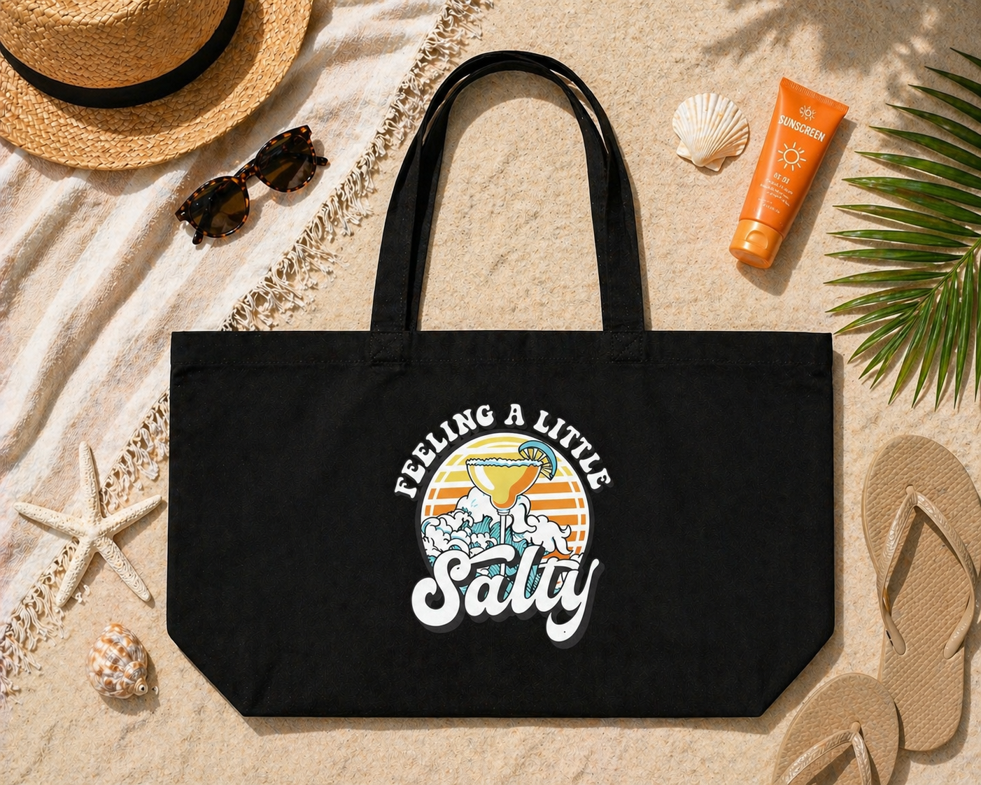 Feeling a Little Salty – Jumbo Black Canvas Tote Bag