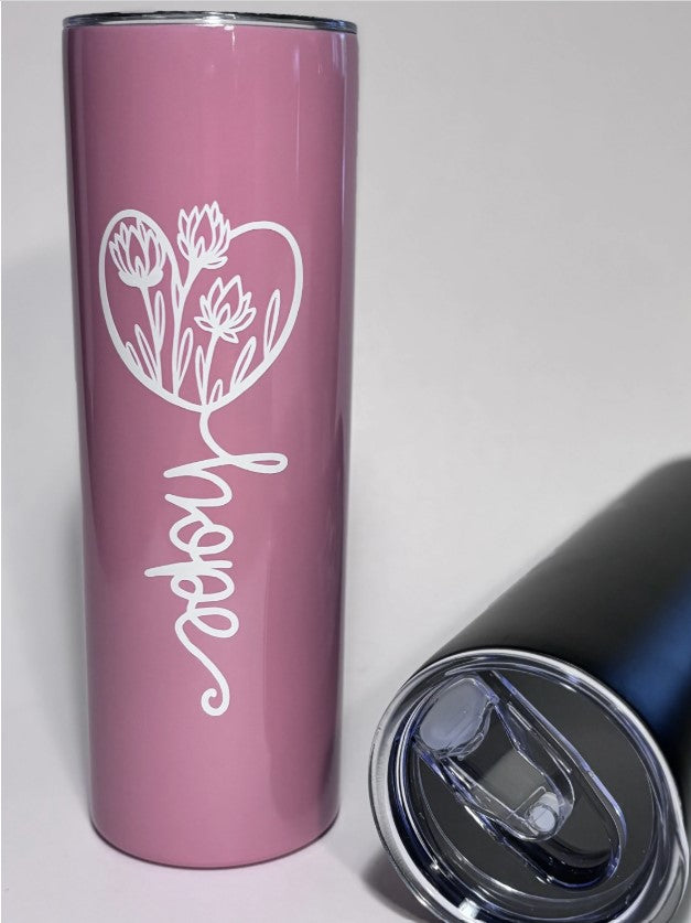 Hope | 16 oz Skinny Tumbler Set - Floral Graphic Stainless Steel Skinny Water Bottle with Straw