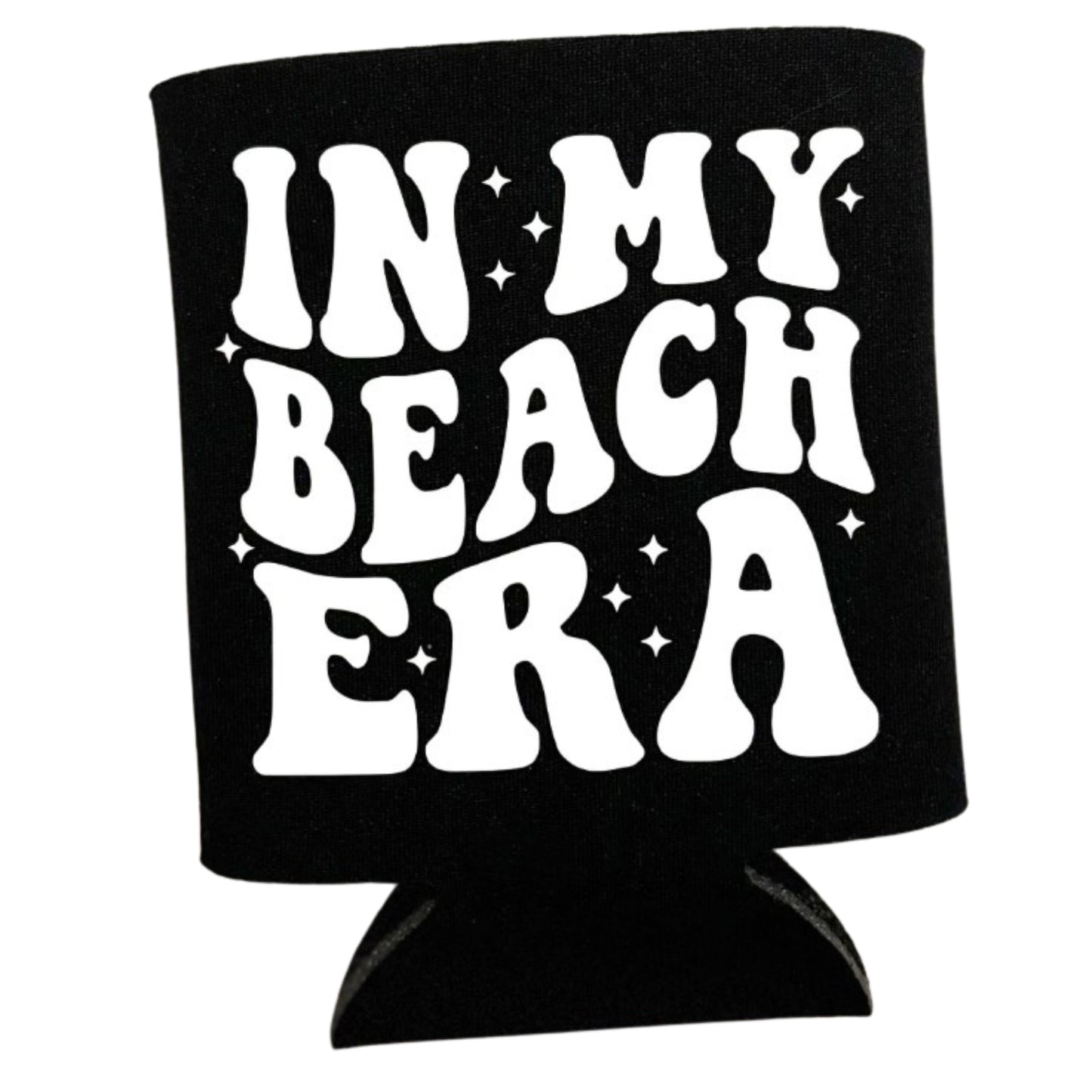 In My Beach Era Can Koozie | Beer Can Cooler | Beverage Chiller | Coozie | Soda Can Cooler - white on black