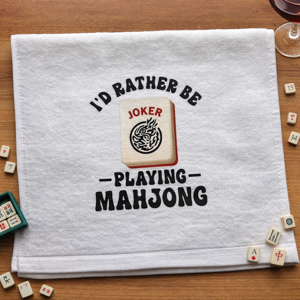 Mahjong Tea Towel – Funny Mahjong Lady Kitchen Towel | Game Night Gift for Mahjong Lovers