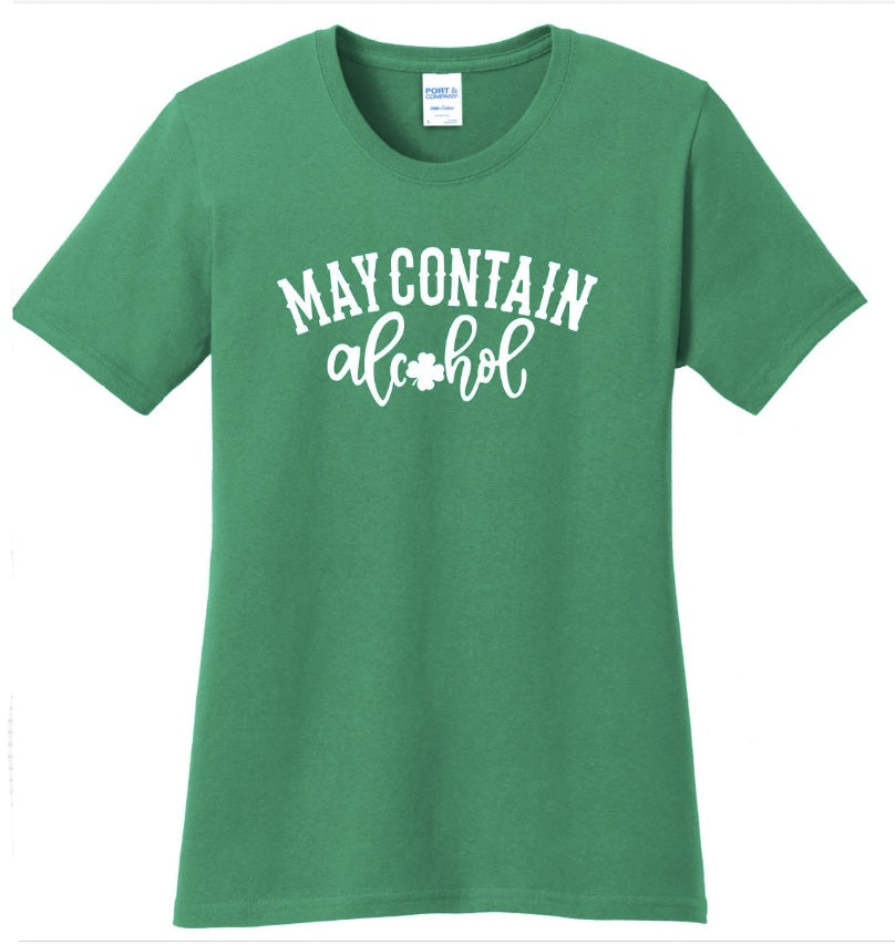 May Contain Alcohol | Green St Patrick’s Day Shirt | St. Patty’s Day | Funny T-Shirt | Irish Shirt
