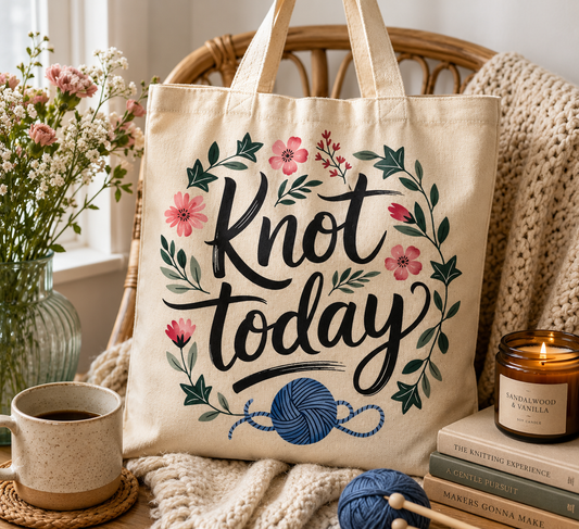 Knot Today Canvas Tote Bag | Funny Yarn Lover Gift
