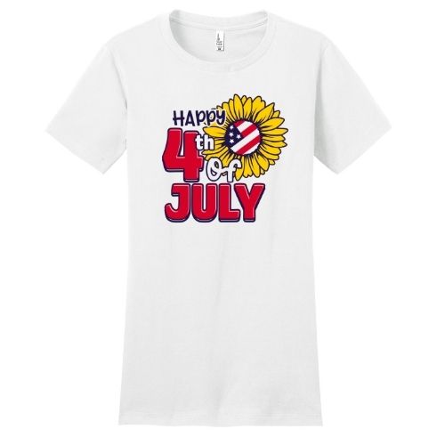 Patriotic Sunflower Happy 4th of July T-Shirt Fitted Tee Shirt
