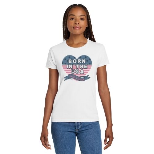 Born in the USA Patriotic Heart Shirt – Pride & Honor Graphic Fitted Tee