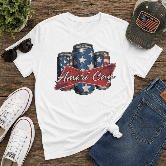 Ameri Can Patriotic Beer Shirt, 4th of July BBQ Graphic Tee