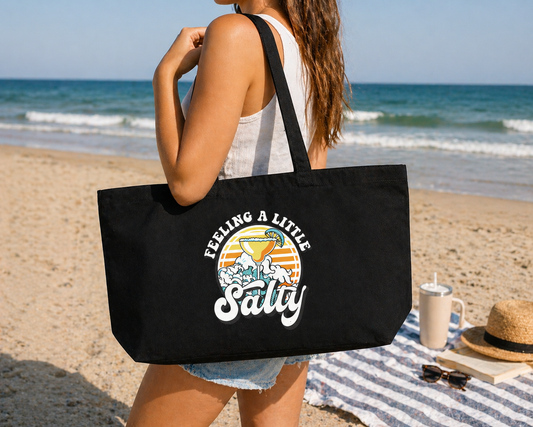 Feeling a Little Salty – Jumbo Black Canvas Tote Bag