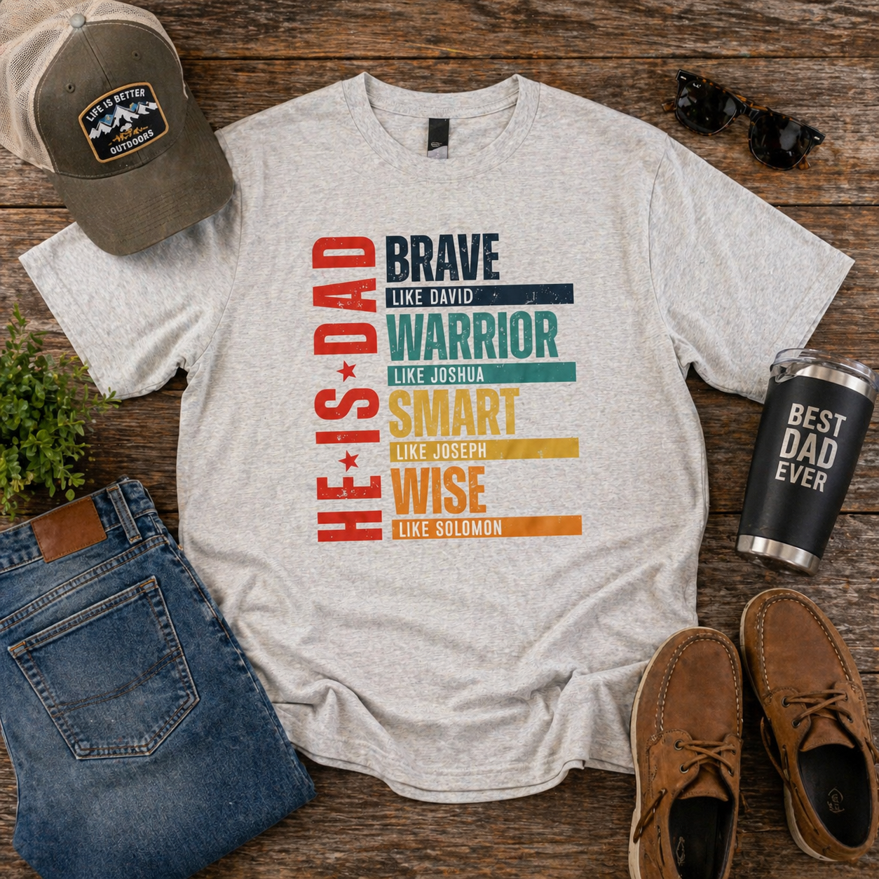 Christian Dad Shirt, Brave Warrior Smart Wise Father Tee