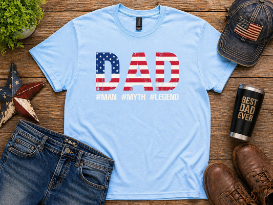 Dad - Man Myth Legend Patriotic USA Flag Shirt, Father's Day Gift