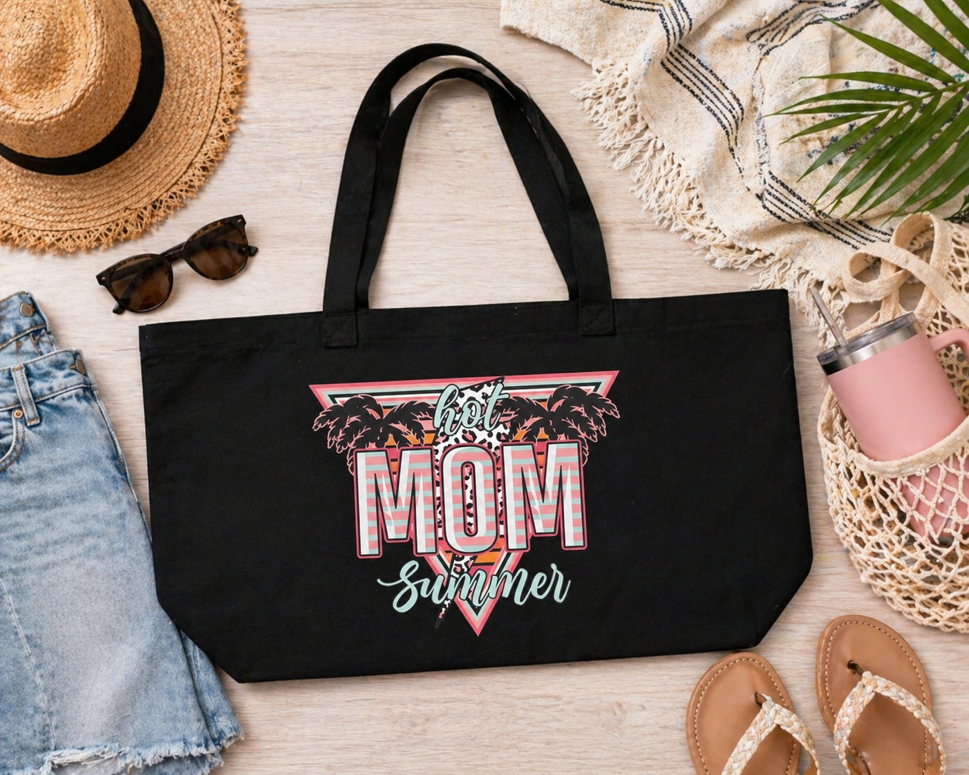 Hot Mom Summer – Jumbo Black Canvas Tote Bag