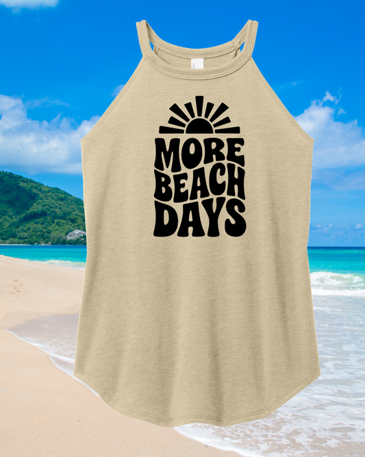 More Beach Days Women’s High-Neck Tank – Eucalyptus, Tan, or Heather Grey