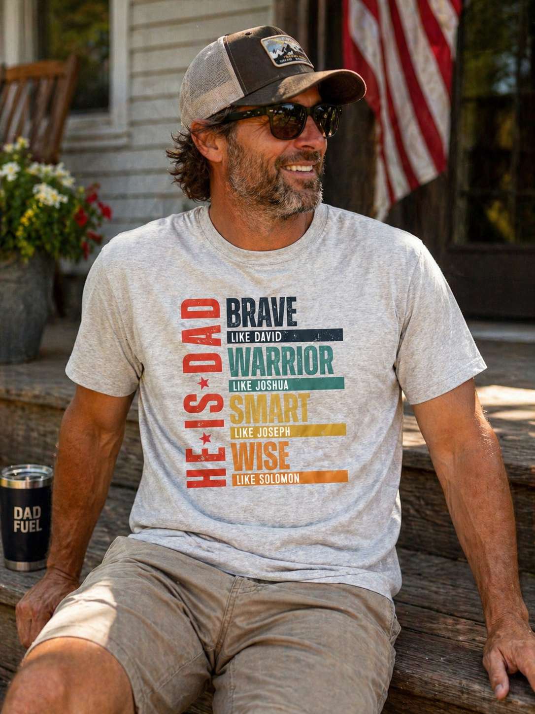 Christian Dad Shirt, Brave Warrior Smart Wise Father Tee