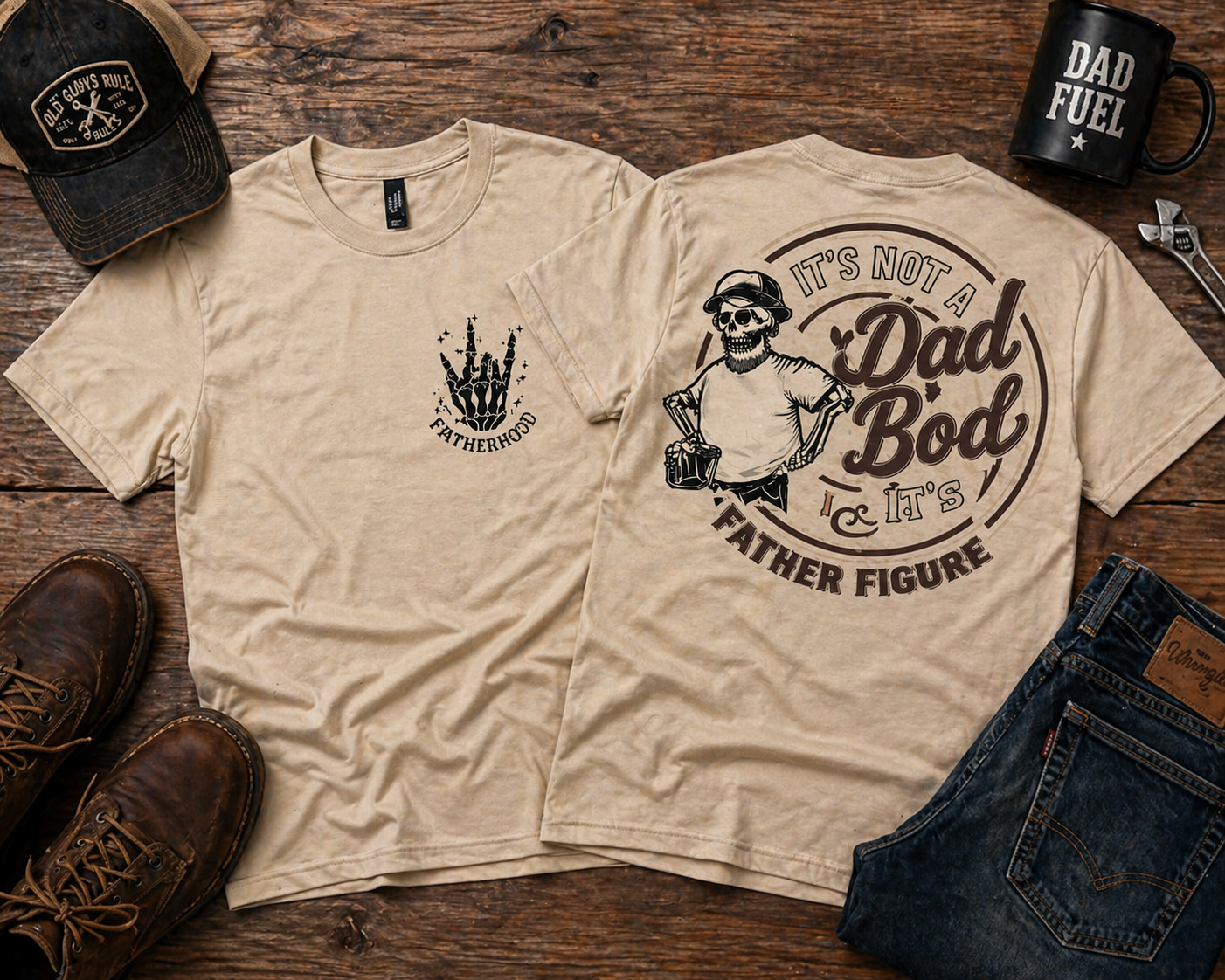 Dad Bod Father Figure Shirt, Funny Dad Graphic Tee, 100% Ultra Cotton