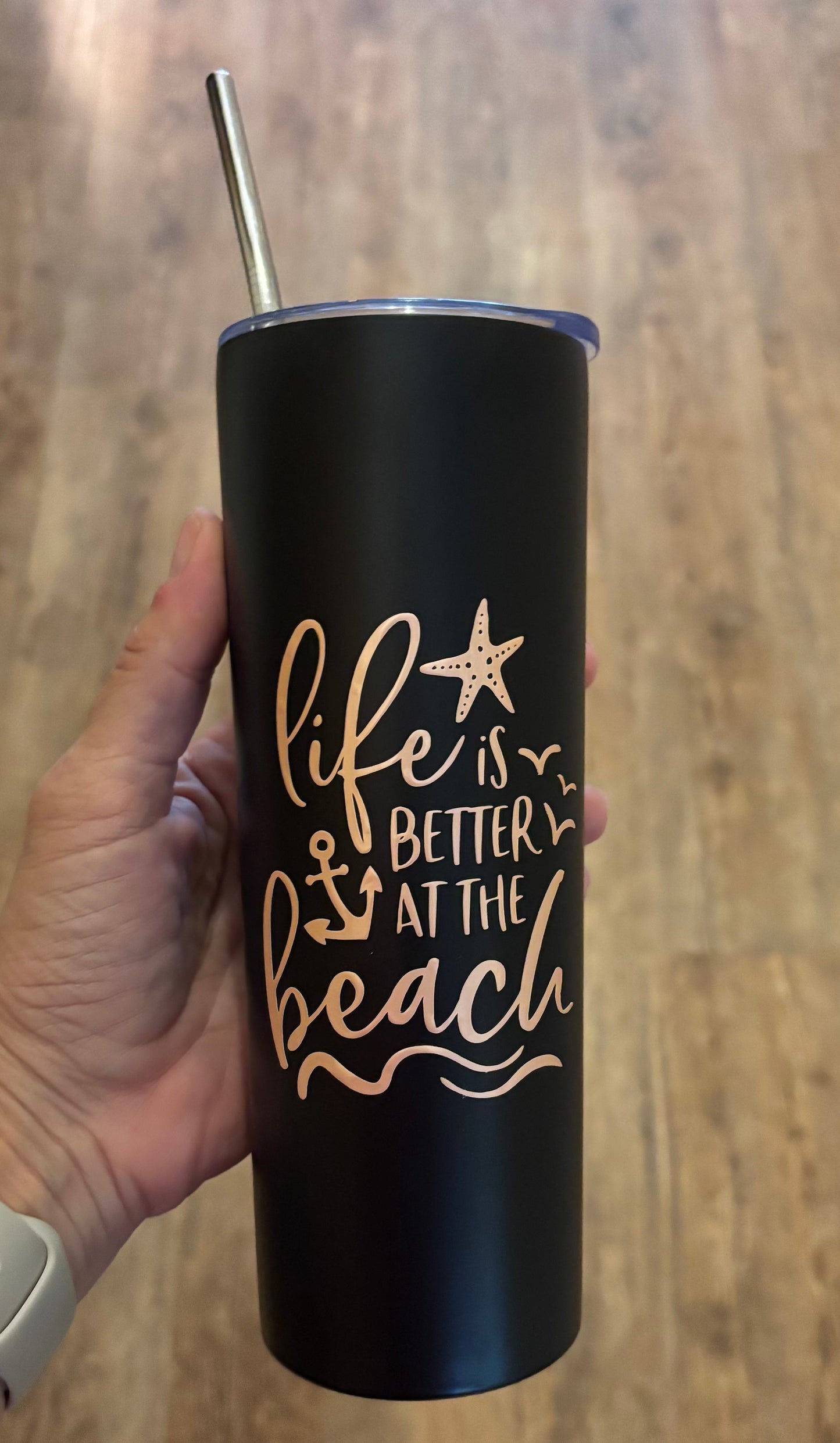 Life Is Better At the Beach 16 oz Skinny Tumbler Set - Beach Themed Water Bottle