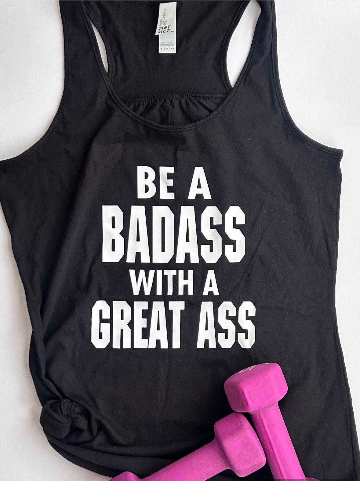 Be A Badass With a Great Ass Ladies Funny Workout Tank Fitness Gift Women’s Gym Motivation Racerback Black Tank