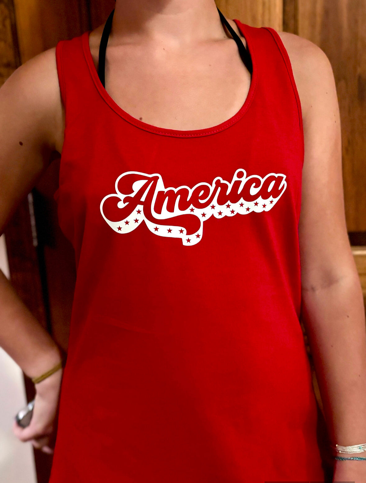 America Red Racerback Tank Top Workout or Everyday Tank 100% Cotton