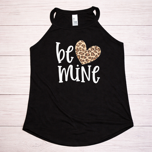 Be Mine White Rocker Workout Tank Top with Animal Print Heart – Fitness Valentine’s Day Shirt