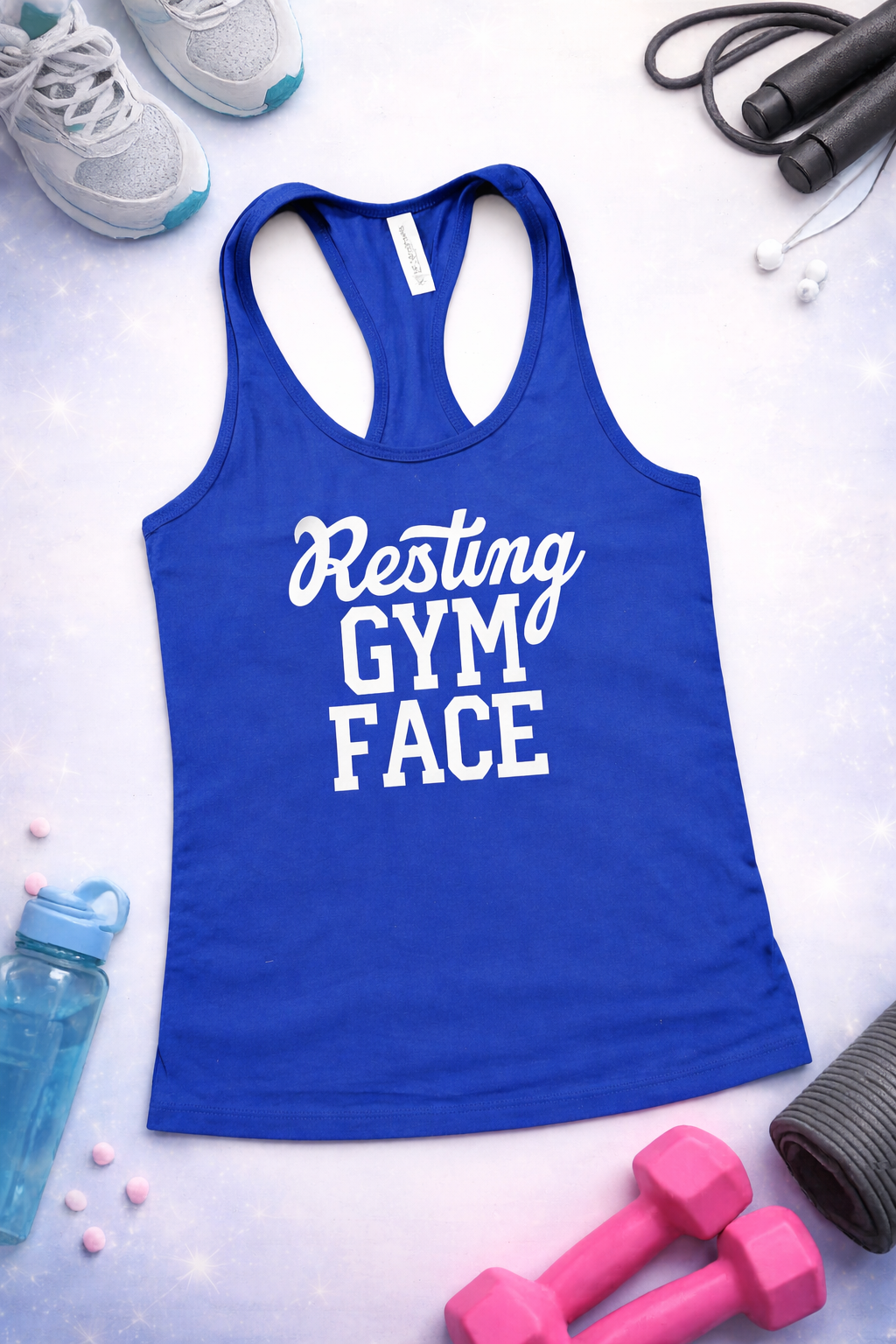 Resting Gym Face Racerback Tank | Funny Workout Tank for Women | Fitness Humor Gym Shirt