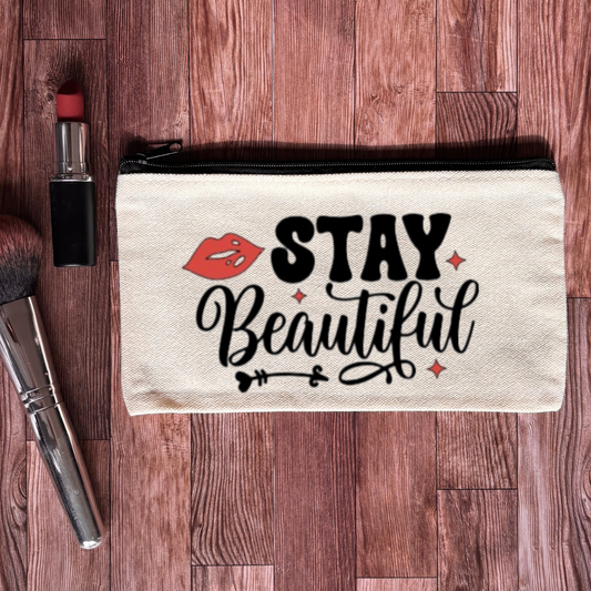 Stay Beautiful Canvas Makeup Bag