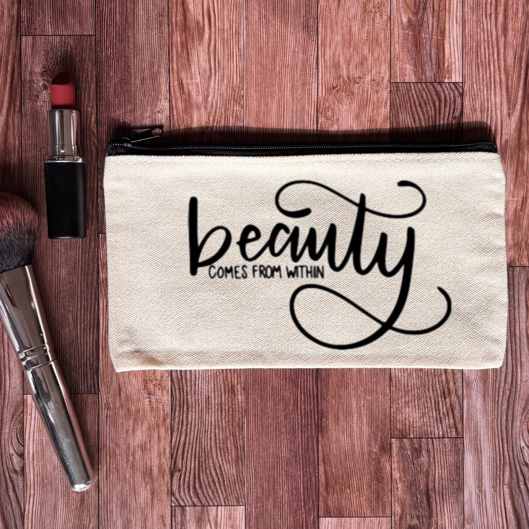 Beauty Comes From Within Canvas Makeup Bag