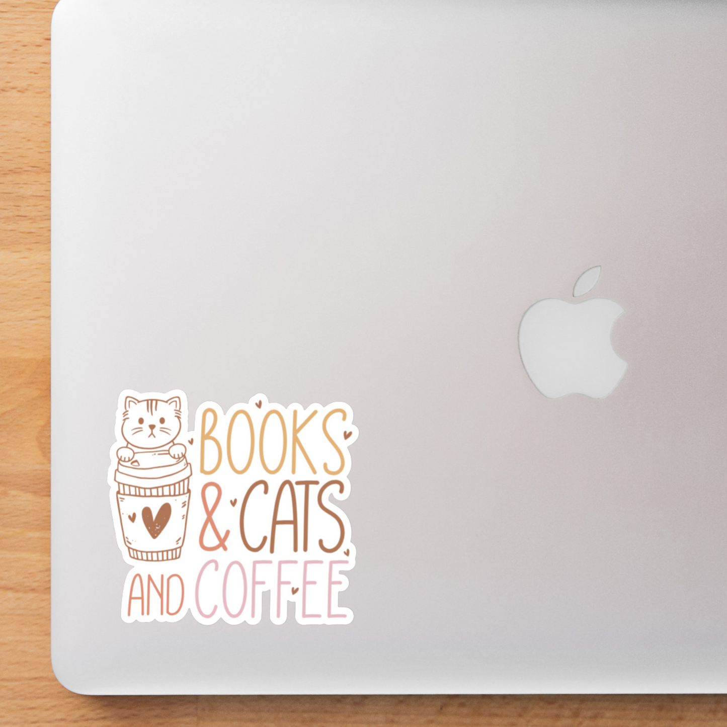 Books Cats & Coffee Laminated Sticker Decal for Laptops Phones | Book Lover | Cat Lover | Sticker Collector