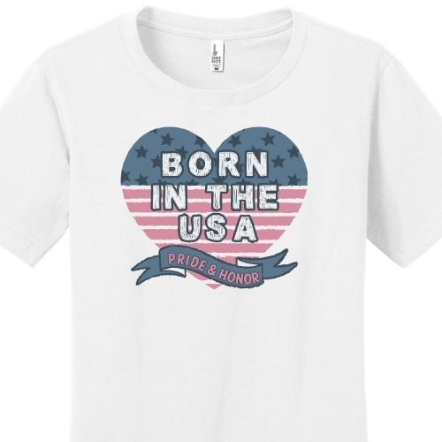 Born in the USA Patriotic Heart Shirt – Pride & Honor Graphic Fitted Tee