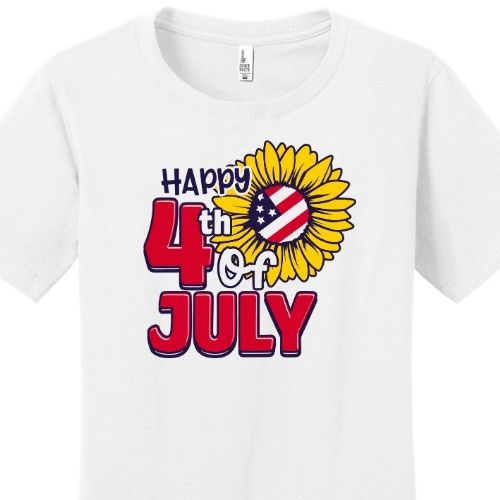 Patriotic Sunflower Happy 4th of July T-Shirt Fitted Tee Shirt