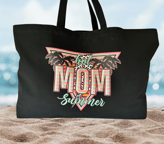 Hot Mom Summer – Jumbo Black Canvas Tote Bag