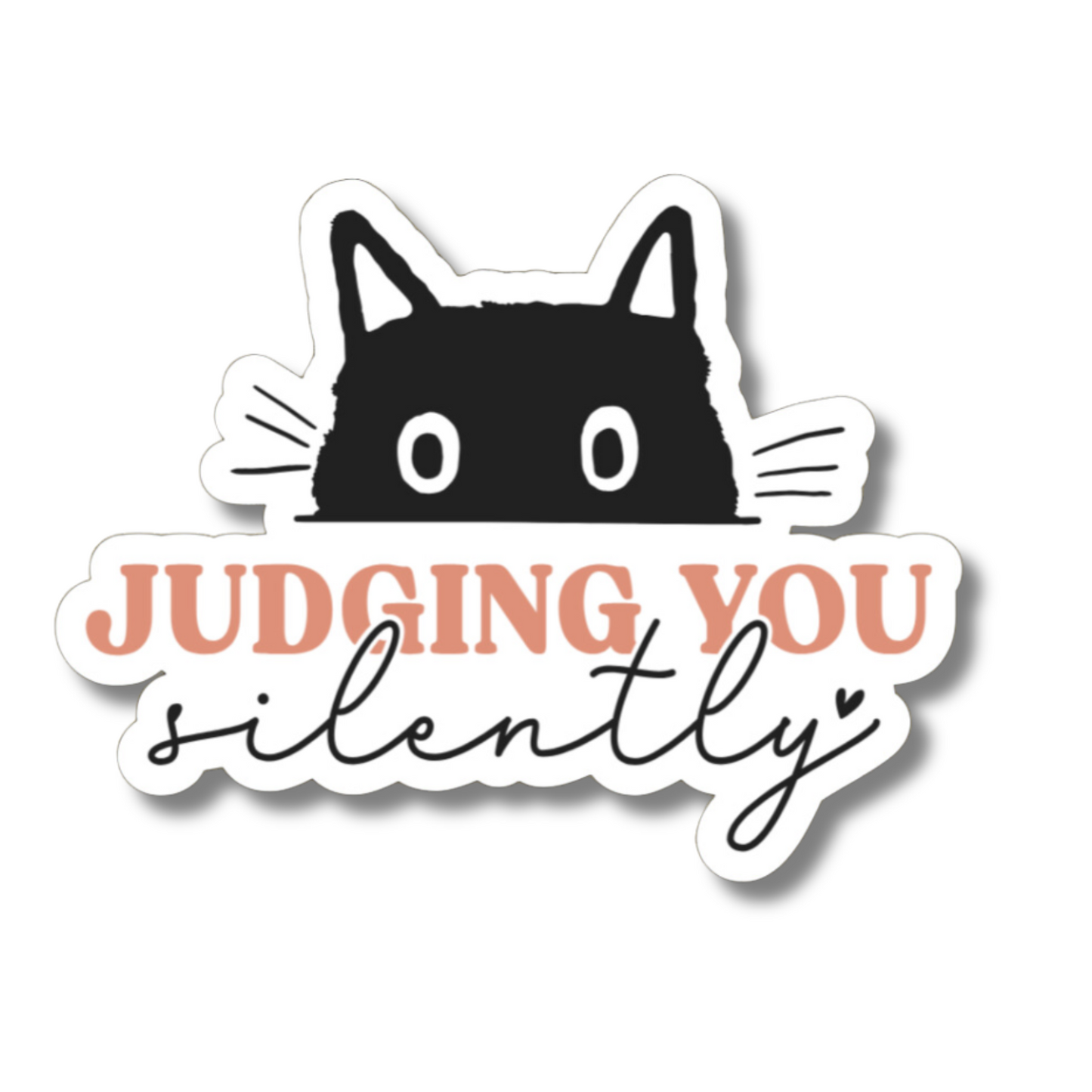 Judging You Silently Black Cat Laminated Sticker Decal for Laptops Phones | Book Lover | Cat Lover | Sticker Collector