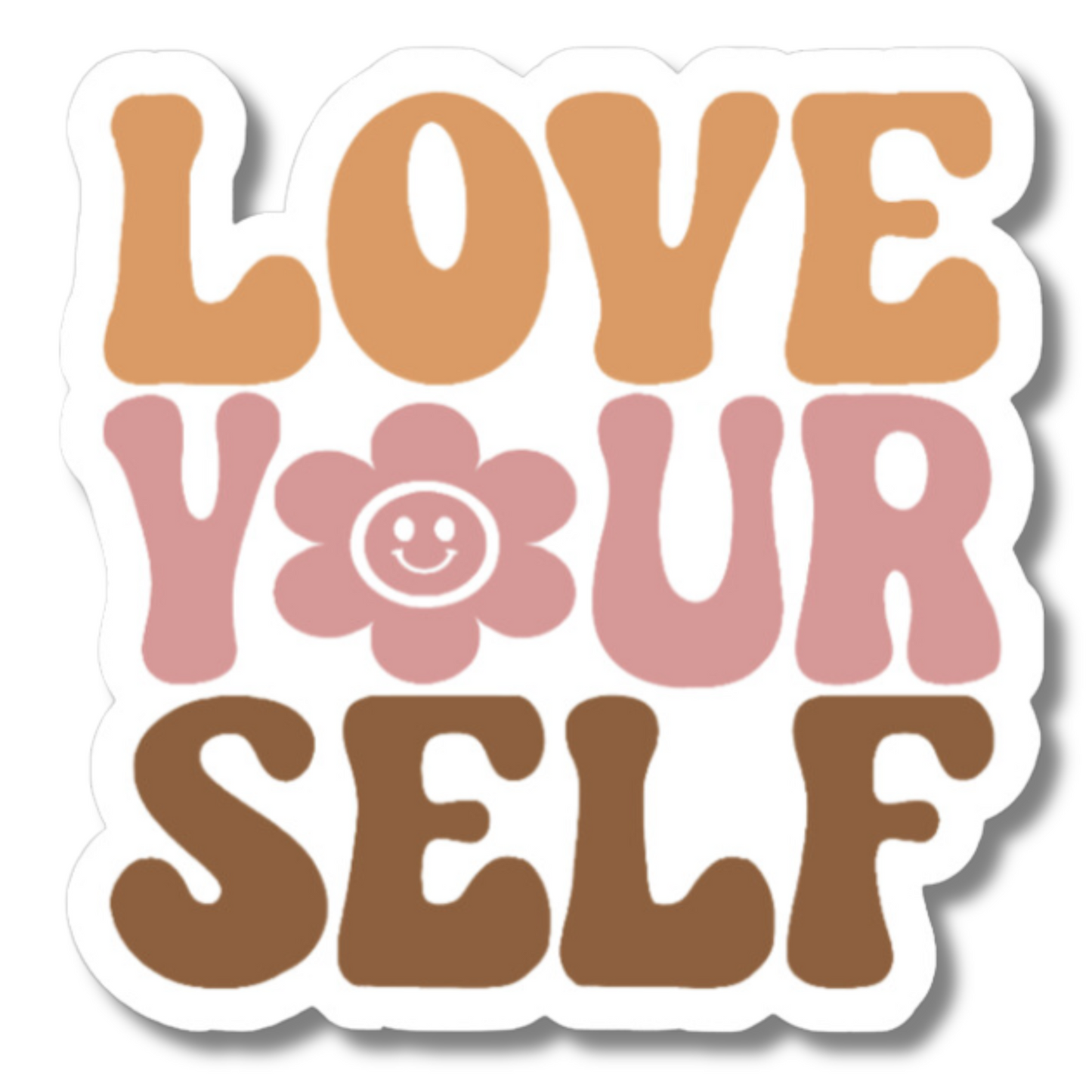 Retro Love Your Self 3" Laminated Sticker Decal for Laptops Phones | Hippie | Sticker Collector | Peace Love Happiness | Self Love