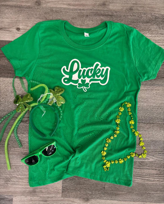 Lucky Script Font T-Shirt | St. Patrick’s Day Shirt | Cotton/Poly Blend