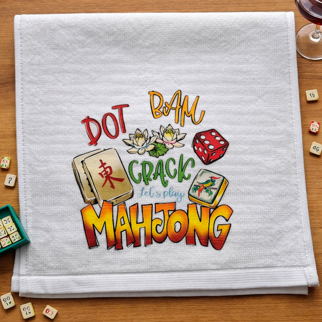 Mahjong Tea Towel – Funny Mahjong Lady Kitchen Towel | Game Night Gift for Mahjong Lovers