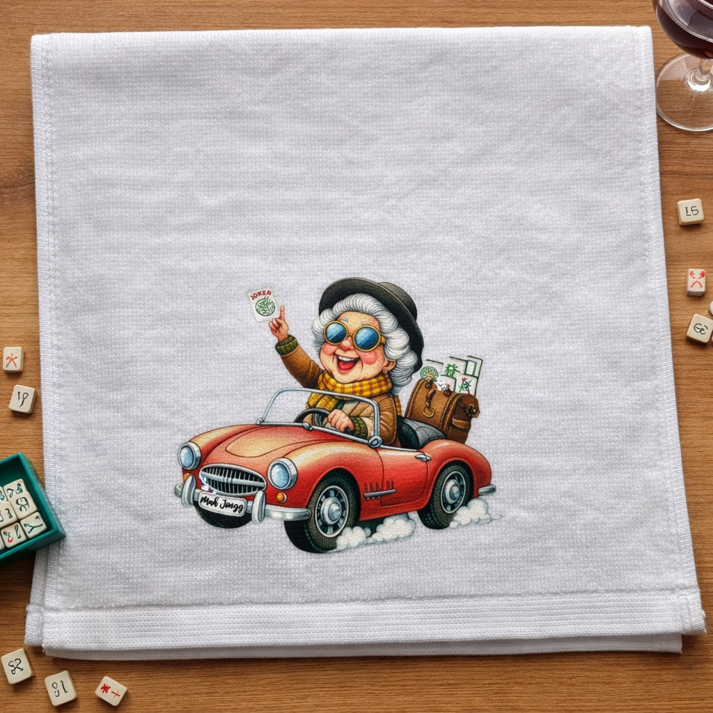 Mahjong Tea Towel – Funny Mahjong Lady Kitchen Towel | Game Night Gift for Mahjong Lovers