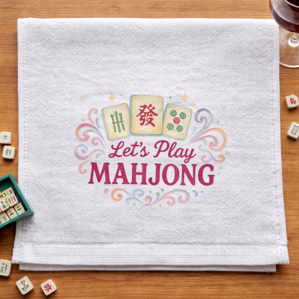 Mahjong Tea Towel – Funny Mahjong Lady Kitchen Towel | Game Night Gift for Mahjong Lovers
