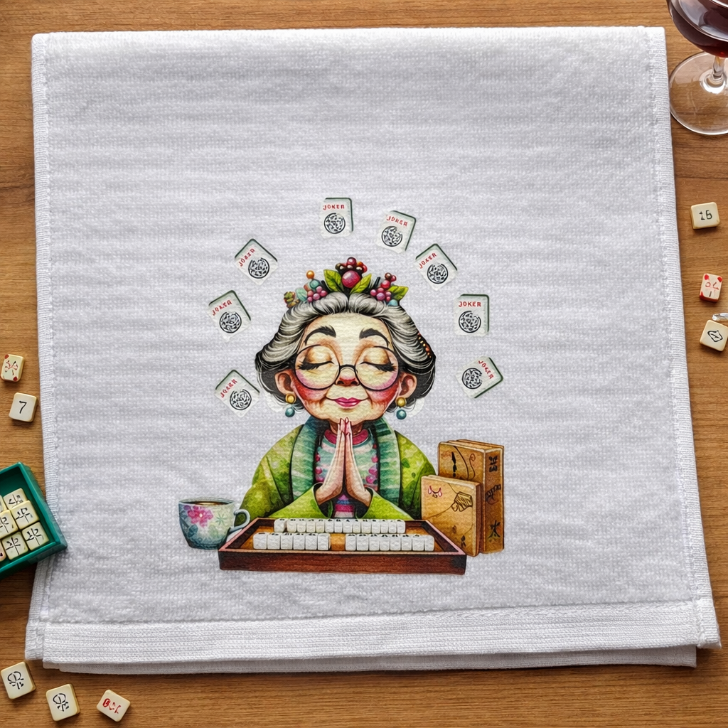 Mahjong Tea Towel – Funny Mahjong Lady Kitchen Towel | Game Night Gift for Mahjong Lovers