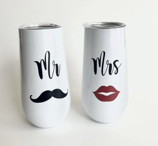 Mr and Mrs Champagne Flute Tumbler Set