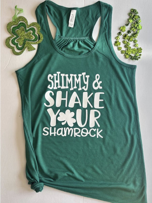 Shimmy and Shake Your Shamrock Ladies Workout Tank | Exercise | St Patrick’s Day Shirt | Green Tank | Patty’s Day