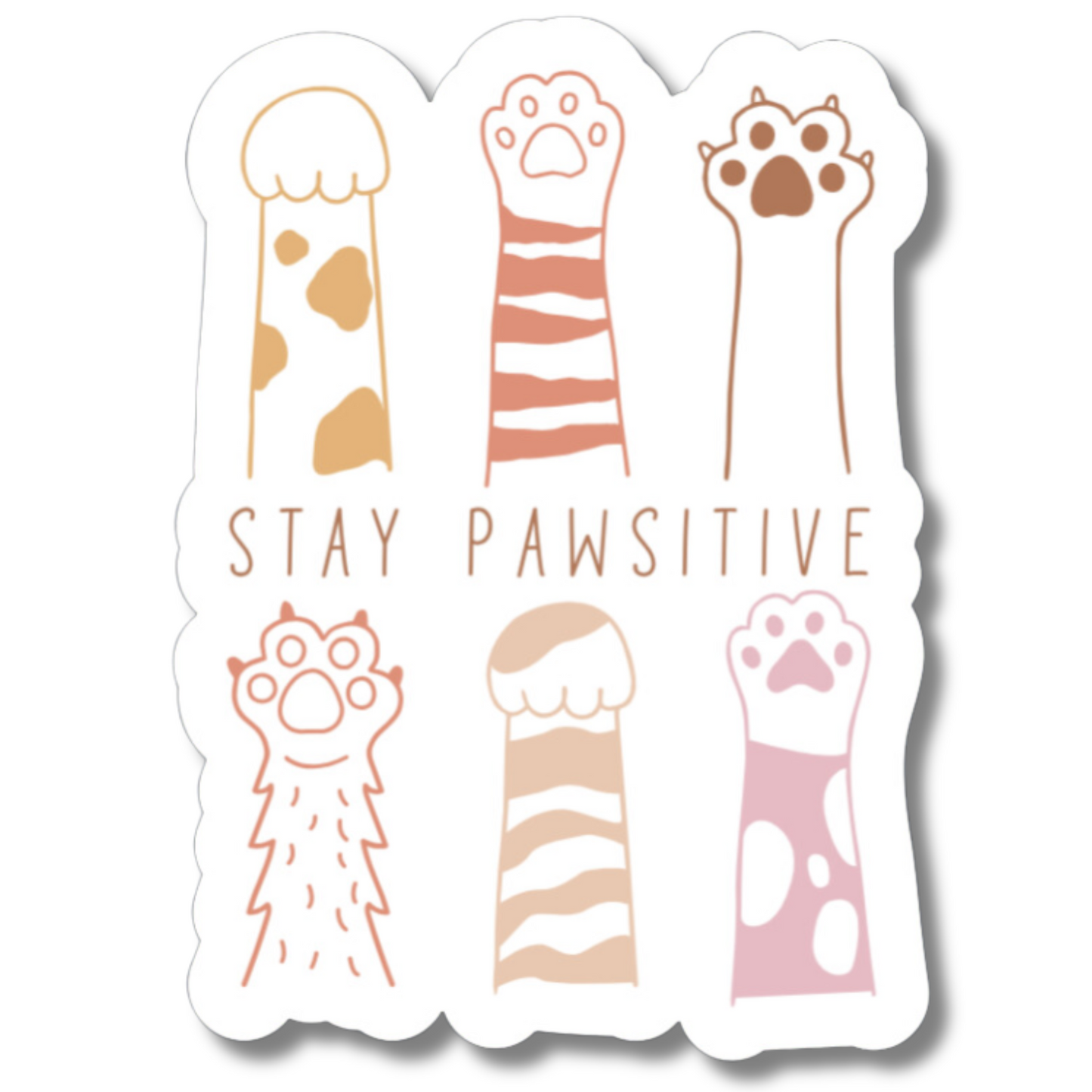 Stay Pawsitive Cat Paws Laminated Sticker Decal for Laptops Phones | Cat Lover | Sticker Collector | Feline Gifts