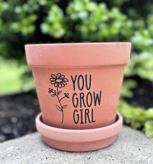 Terracotta Flower Pot with Tray | You Grow Girl | Planter | Plant Lover